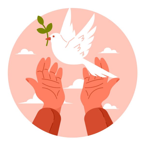 White dove in hands freedom concept
