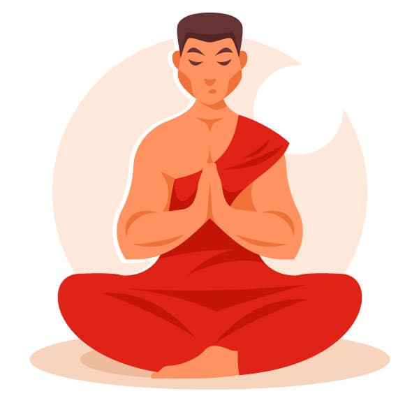 Buddhist pilgrim praying