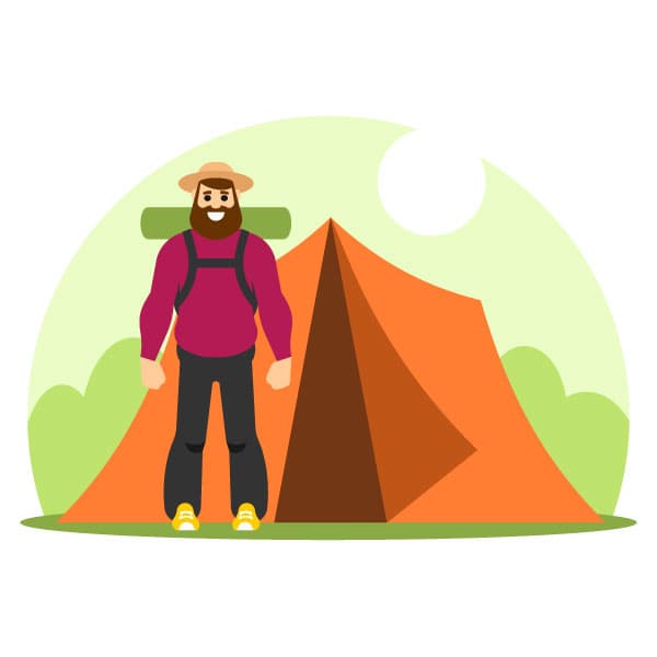 Turista frente a la carpa
