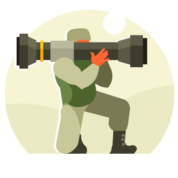 Soldier with a shoulder-fired missile