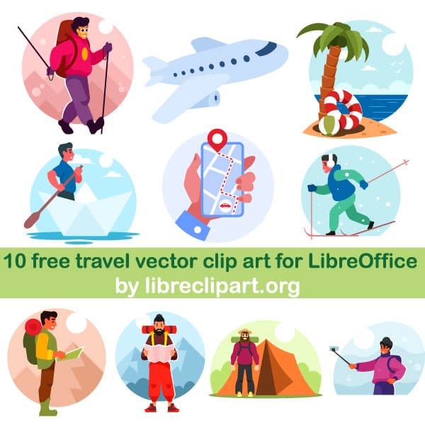 10 travel themed vector clip art