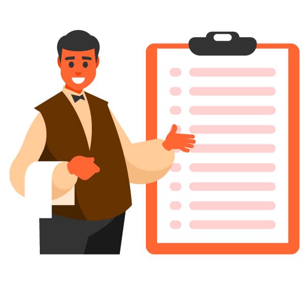 Waiter presents the menu