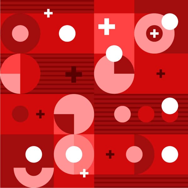 Abstract geometric design on red background
