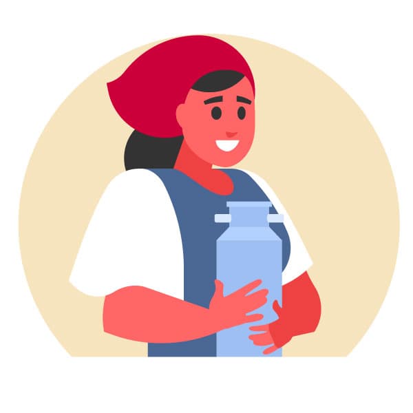 Woman is holding a milk can