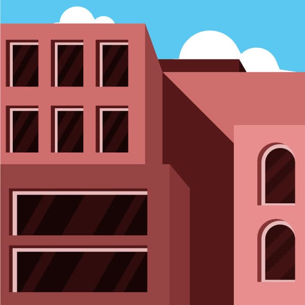 Residential building with many windows
