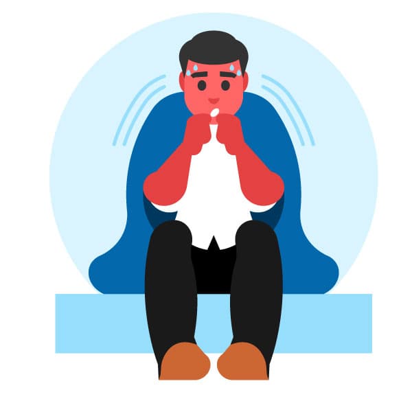 Man suffering from high fever