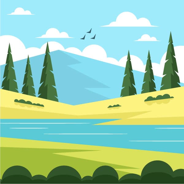Natural landscape with a river
