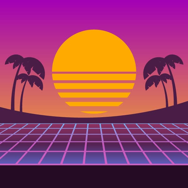 Retro tropical sunset background