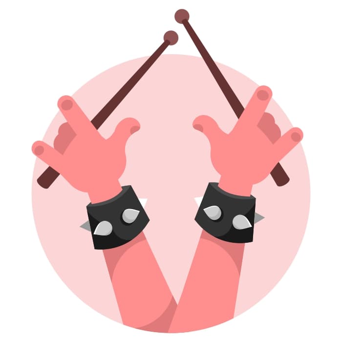 Drumsticks in hands