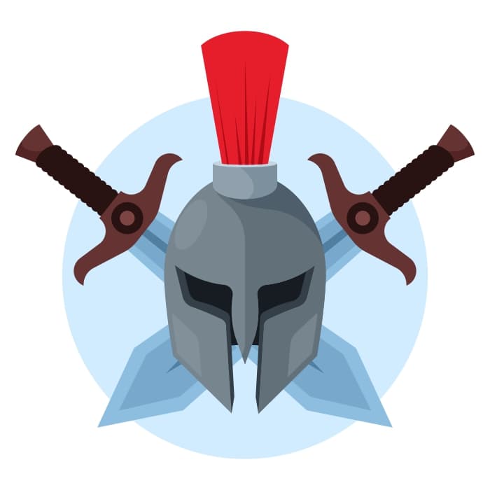 Knight helmet and swords
