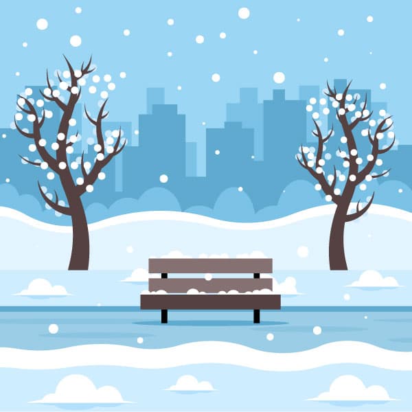 City park in winter season