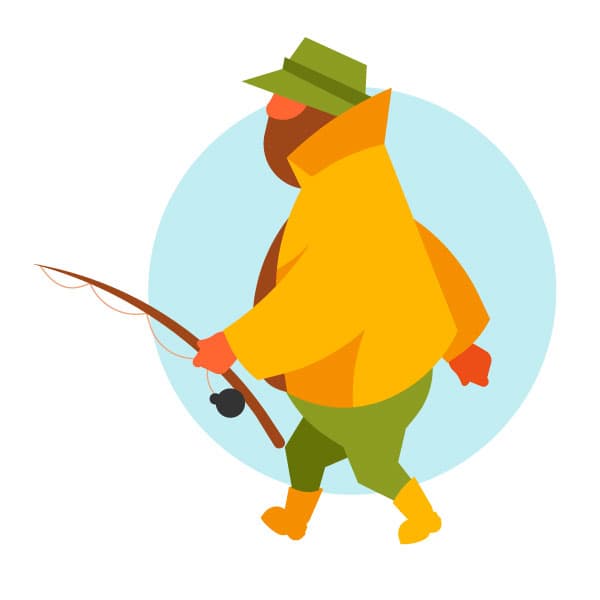 Pescador con caña de pescar