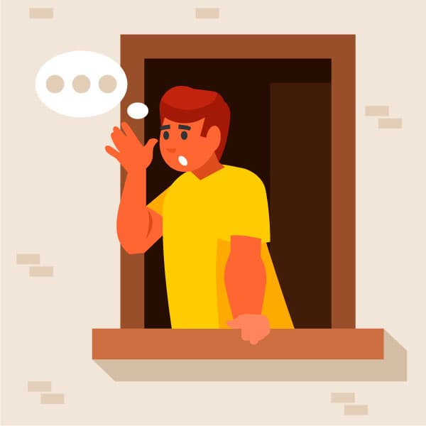 Man speaking by the window