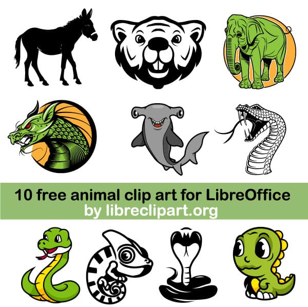 10 animal vector clip art