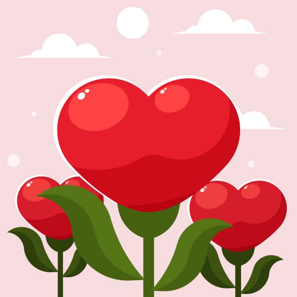 Heart-shaped red flowers