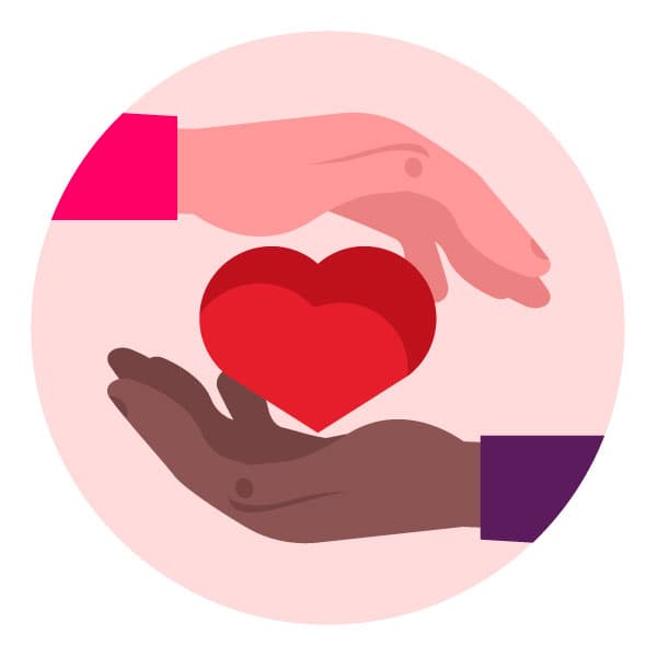 Heart between hands