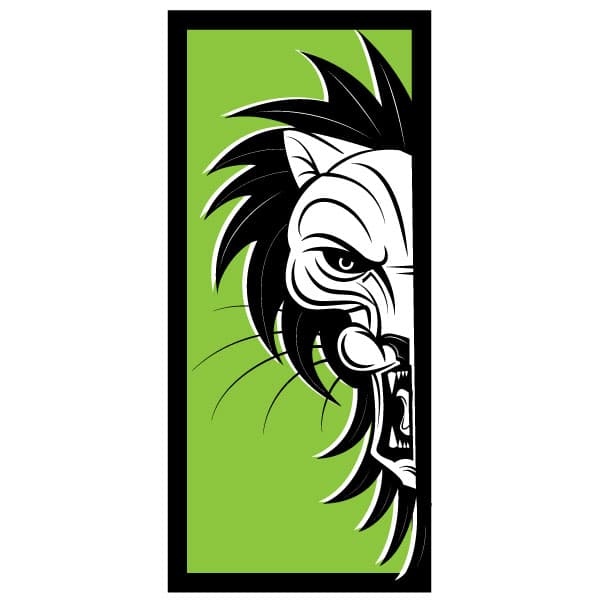Roaring lion head inside a frame