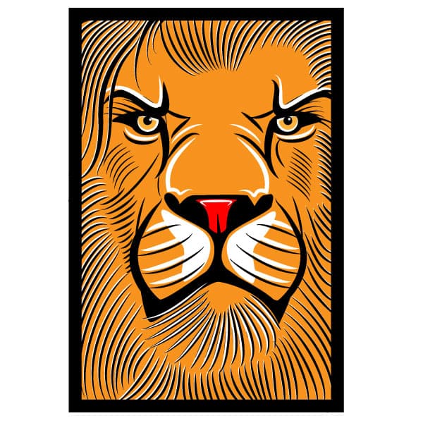 Lion head inside a black frame