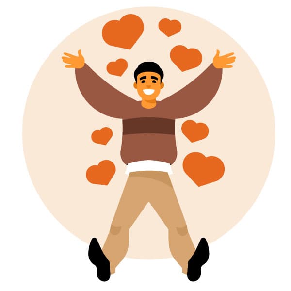 Guy surrounded with hearts