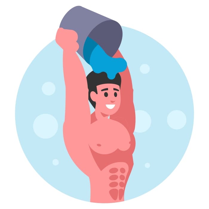 Man pours cold water over himself