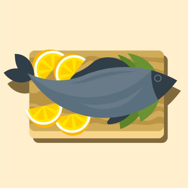 Meal with fish and lemon