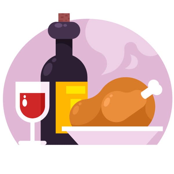 Meal with a glass of wine