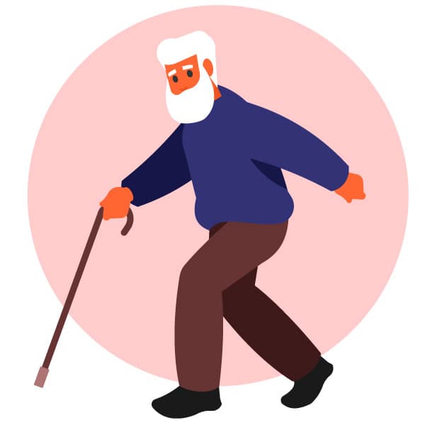 Elderly man with a walking cane