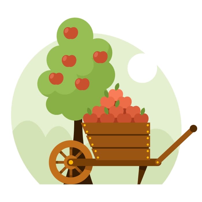 Cart with apples