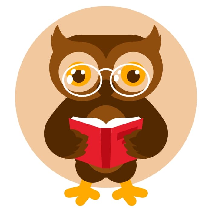 Eule liest ein Buch