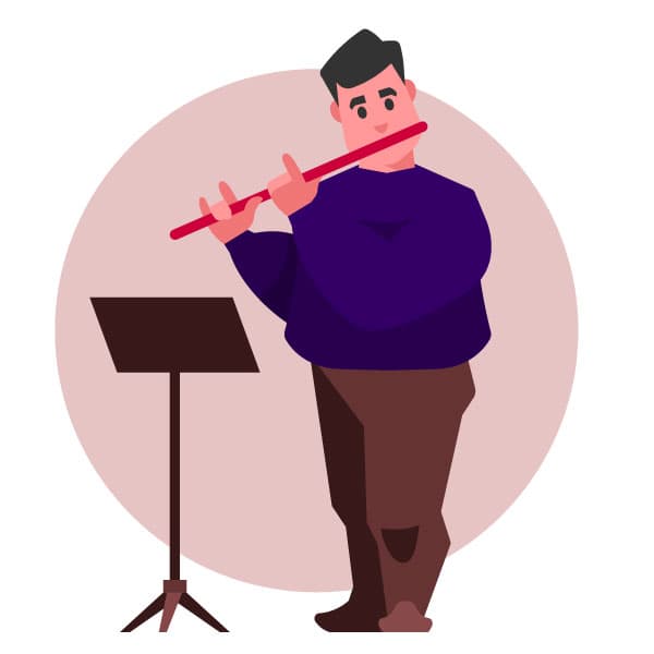 Man is playing the flute