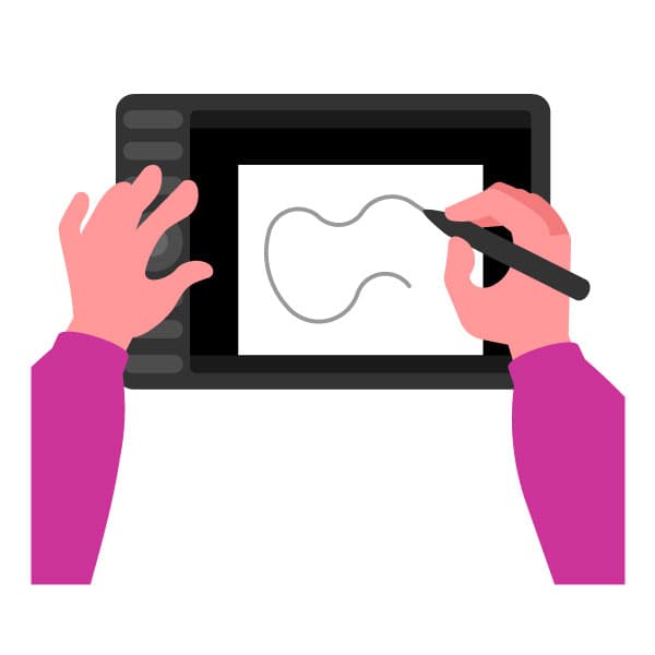 Artist is using a drawing tablet