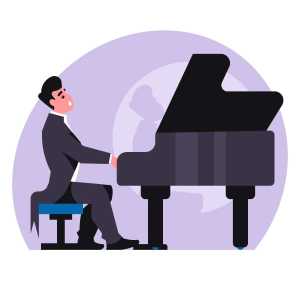 Piano player in concert
