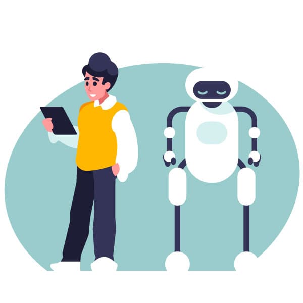 Programmer and an AI robot