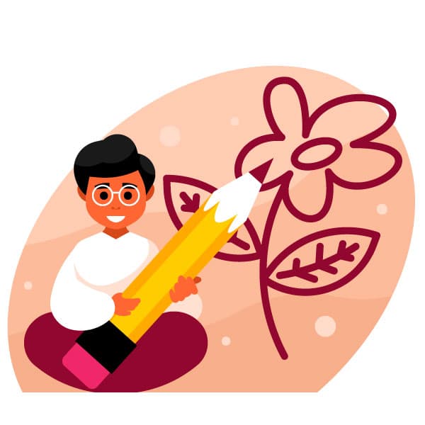 Kid drawing a flower