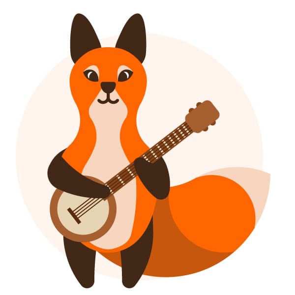 Fox with a guitar