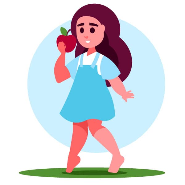 Little girl with an apple