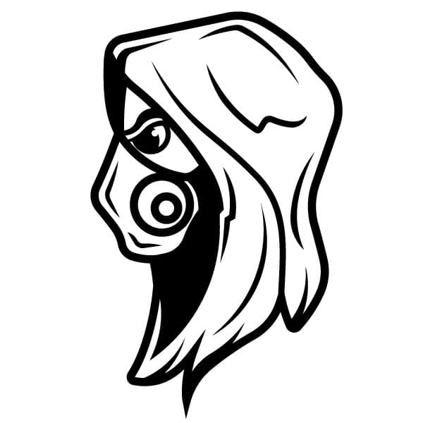 Man med en gasmask silhuett profil